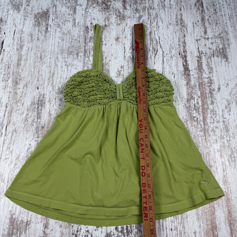 VTG Y2K Abercrombie & Fitch Green Ruffle Babydoll Camisole Tank Top Smocked Sz S - Picture 6 of 7